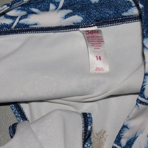 Blue & White 2 Pcs Justice Bikini Swimsuit Size 14 - Picture 4 of 11